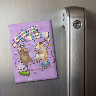 Aimant Dancing Mice Nom et âge Bonne fête d'anniversaire