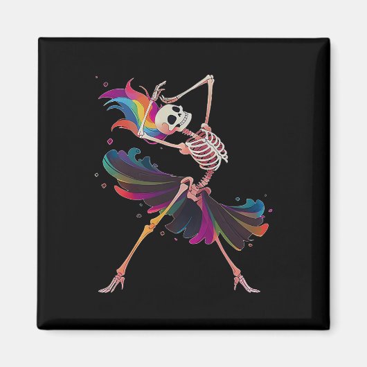 Aimant Dancing Skeleton Rainbow Llerina Halloween (Devant)