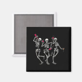 Aimant Dancing Skeletons Drinking Wine Lover Funny Hallow (Recto/Verso)