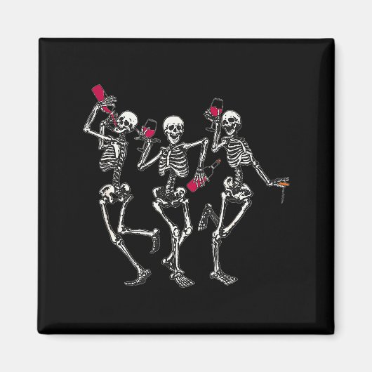 Aimant Dancing Skeletons Drinking Wine Lover Funny Hallow (Devant)