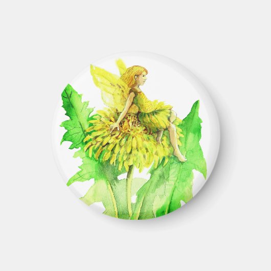 Aimant Dandelion Peinture d'aquarelle de fée (Devant)