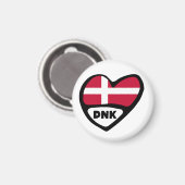 Aimant Danemark Code Pays Coeur Drapeau, DNK (Recto/Verso)