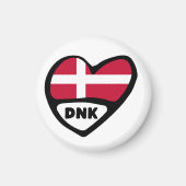 Aimant Danemark Code Pays Coeur Drapeau, DNK (Devant)
