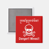 Aimant Danger ! ! Les mines ! ! SYMBOLE ☠ Cambodgien Khme (Recto/Verso)