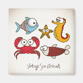 Aimant d'animaux marins vintages (Devant)