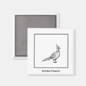 Aimant d'anniversaire, faisan d'anniversaire, aima (Recto/Verso)