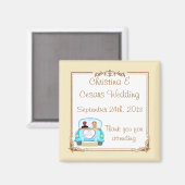 Aimant d'annonce 2"x2" Couple vient de se marier (Recto/Verso)