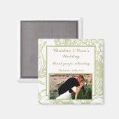 Aimant d'annonce 2"x2" Fleur de Gerbera verte (Recto/Verso)