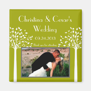 Aimant d'annonce 5x5 cm Arbres verts modernes blan