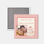 Aimant d'annonce de gâteau de mariage Rose/Crème (Recto/Verso)