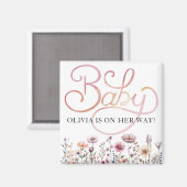 Aimant d'annonce de naissance de bébé fille aux fl (Recto/Verso)