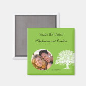Aimant d'annonce vert/blanc d'arbre de printemps (Recto/Verso)