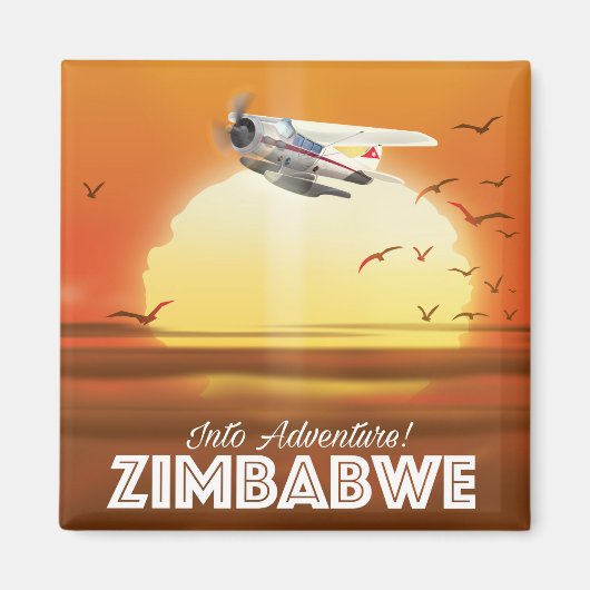 Aimant Dans l'aventure ! Zimbabwe affiche de voyage (Devant)