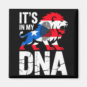 Aimant Dans mon ADN lion rugissant à Porto Rico drapeau r