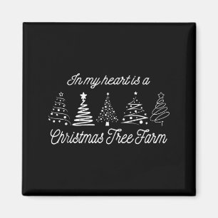 Aimant Dans mon cœur est une ferme d'arbres de Noël, drôl