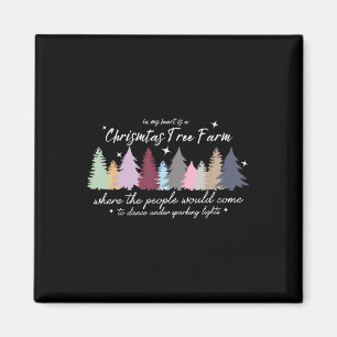 Aimant Dans mon cœur est une ferme d'arbres de Noël Xmas
