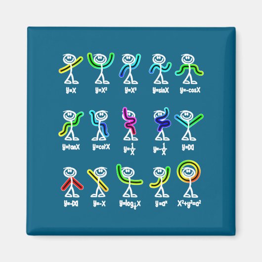 Aimant Danse d'algèbre Figures de graphique drôles Math (Devant)