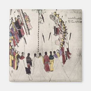 Aimant Danse de cuir chevelu ou danse de victoire (encre