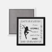 Aimant Danse inspiration citation notes musicales noir (Recto/Verso)