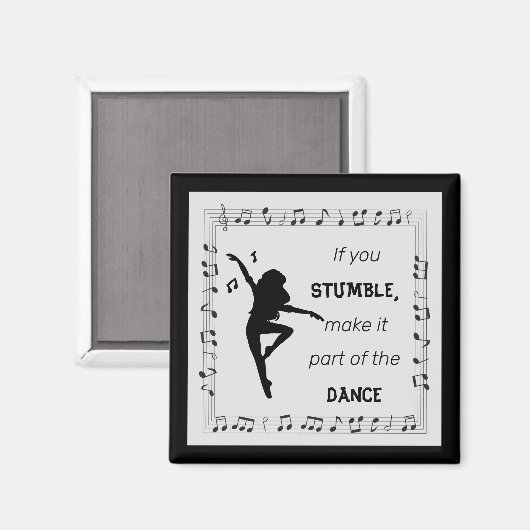 Aimant Danse inspiration citation notes musicales noir (Recto/Verso)