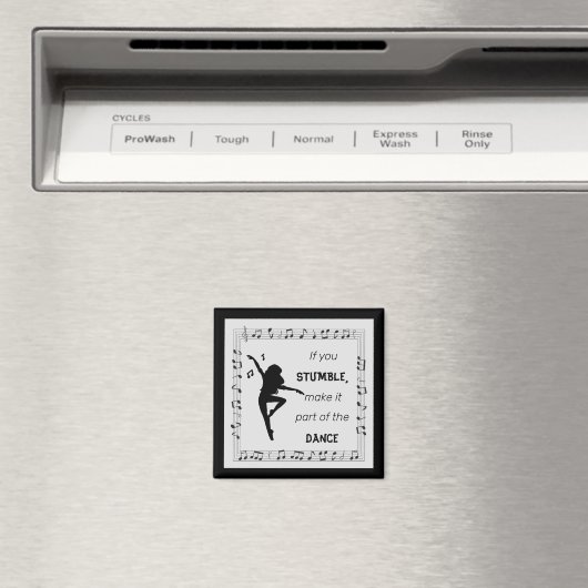 Aimant Danse inspiration citation notes musicales noir (In Situ (Lave-vaisselle))