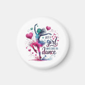 Aimant Danse Rétro Juste Une Fille Qui Aime Danser (Devant)