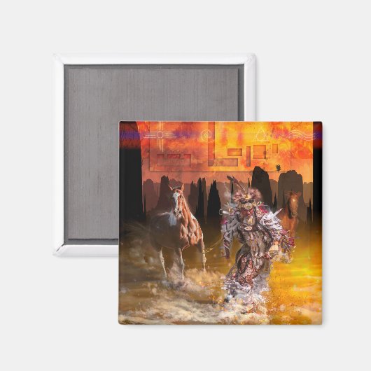 Aimant Danseur amérindien "ROLLING THUNDER" (Recto/Verso)