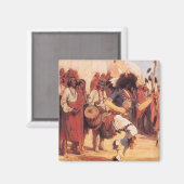 Aimant Danseur Buffalo des Amérindiens vintages par Cassi (Recto/Verso)