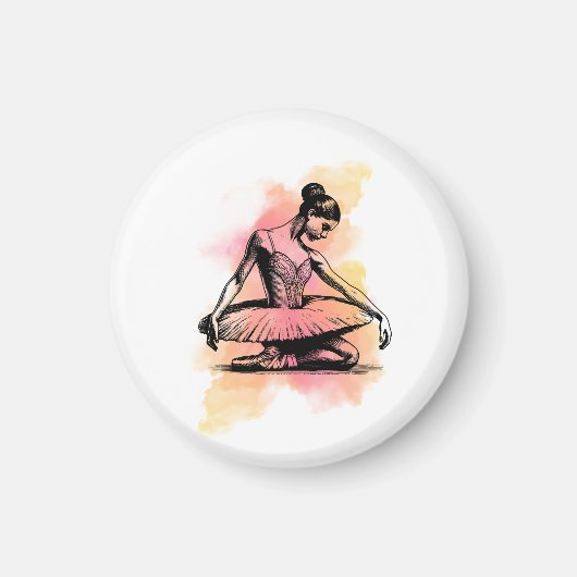 Aimant Danseuse de ballet dansant en couleur (Devant)