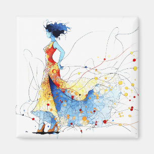 Aimant Danseuse de flamenco à l'aquarelle – Joie en mouve