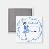 Aimant Danseuse des Highlands écossais Nœud celtique Bleu (Recto/Verso)