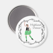 Aimant Danseuse des Highlands écossais Nœud celtique Vert (Recto/Verso)