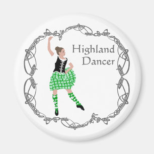 Aimant Danseuse des Highlands écossais Nœud celtique Vert