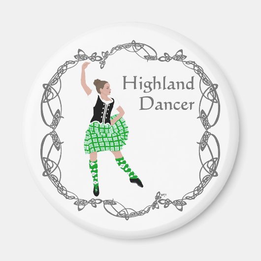 Aimant Danseuse des Highlands écossais Nœud celtique Vert (Devant)