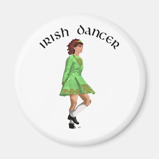 Aimant Danseuse Irlandaise en Robe Verte (Devant)