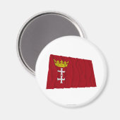 Aimant Danzig - Drapeau agitant de Gdansk (Recto/Verso)