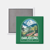 Aimant Darjeeling Inde Travel Art Emblem (Recto/Verso)
