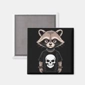 Aimant Dark Emo Raccoon With Skull Punk Style Alternative (Recto/Verso)