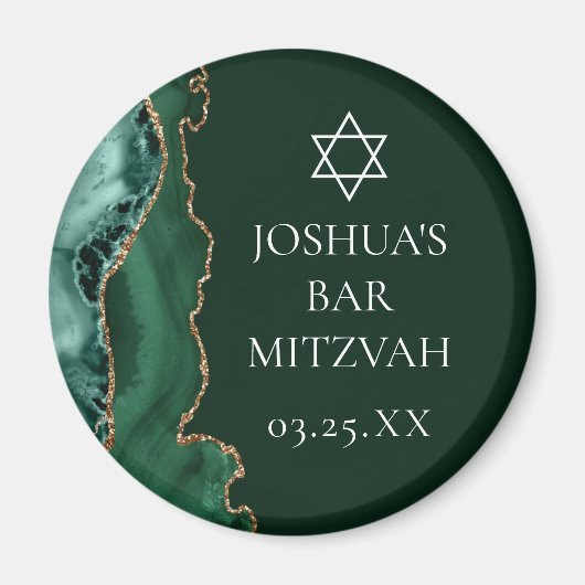 Aimant Dark Green Gold Agate Bar Mitzvah Party (Devant)
