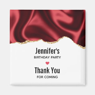 Aimant Dark Red Glam Wavy Satin Abstract Design, événemen