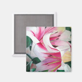 Aimant d'art à l'aquarelle représentant un lys bla (Recto/Verso)