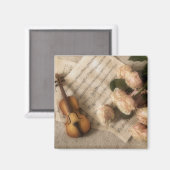 Aimant d'art antique violon et roses (Recto/Verso)