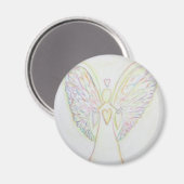 Aimant d'art d'ange blanc Cœurs Arc-en-ciel (Recto/Verso)