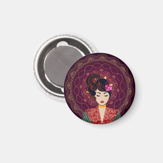 Aimant d'art de femme mandala (Recto/Verso)