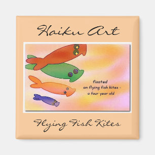 Aimant d'art de Haiku de cerfs-volants de poissons