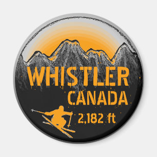 Aimant d'art de ski orange Whistler Canada