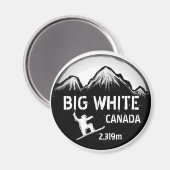 Aimant d'art en snowboard blanc de Big White Canad (Recto/Verso)