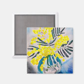 Aimant d'art floral autochtone australien Yellow W (Recto/Verso)