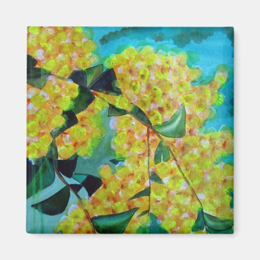 Aimant d'art floral autochtone australien Yellow W (Devant)