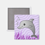 Aimant Dauphin gris mou en eau violette (Recto/Verso)